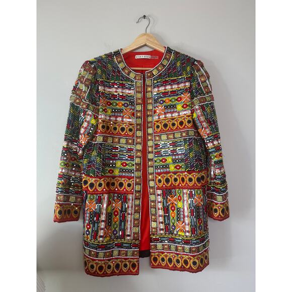 NEW Alice + Olivia Rory Embroidered Line Silk Jacket Multi Color Size: Small - Picture 2 of 9